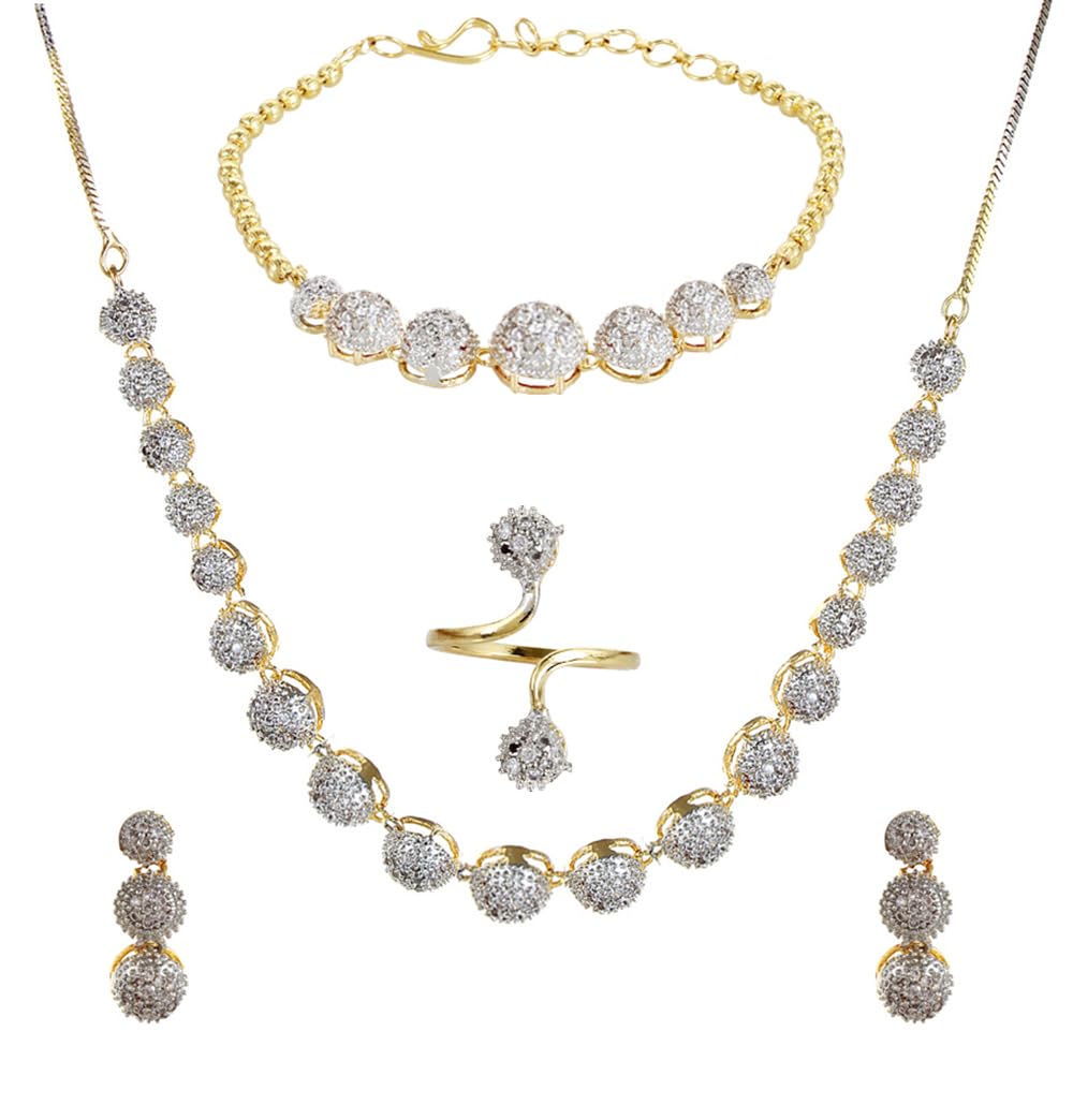 YouBella Jewellery Set for Women American Diamond Combo of Choker Necklace…