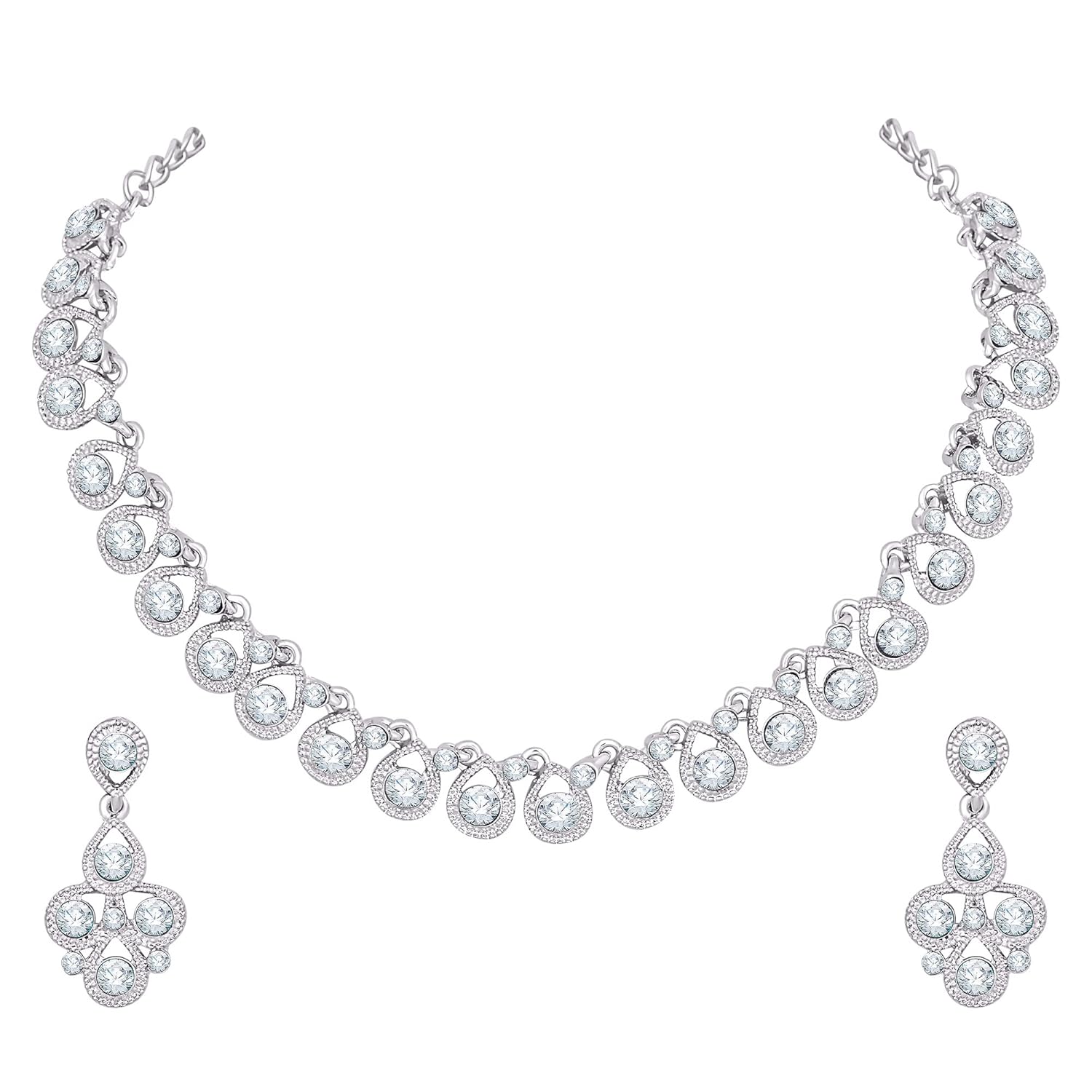 Atasi International Diamond/Stones Necklace Set with Earrings for Women