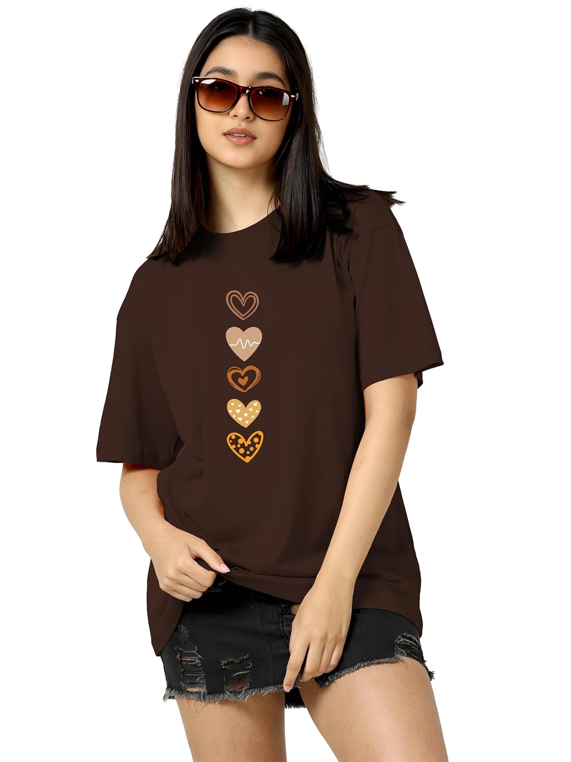 TQH Women’s Casual Printed Round Neck, Oversized Longline Drop Shoulder Boho…