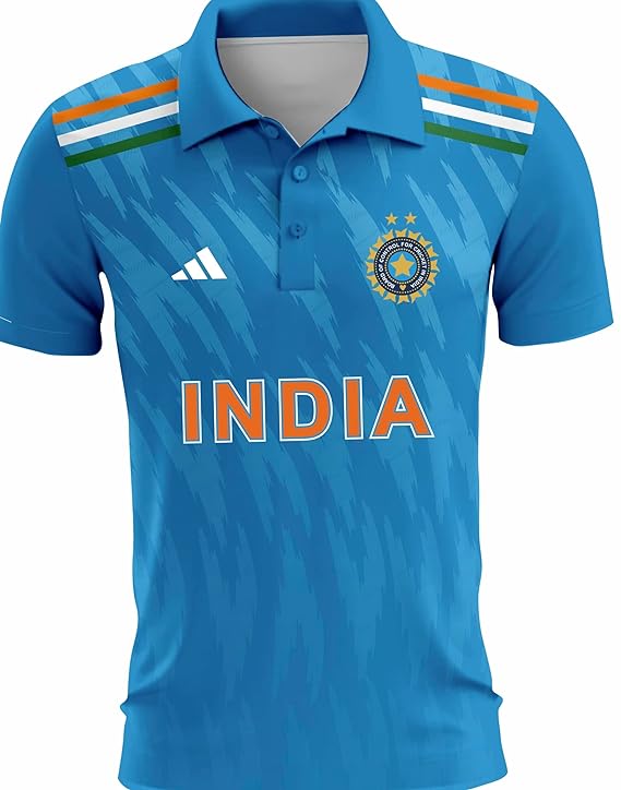 Indian Cricket Fan Jersey for Men 2023 (Size 42, Sky Blue) by Ranjas