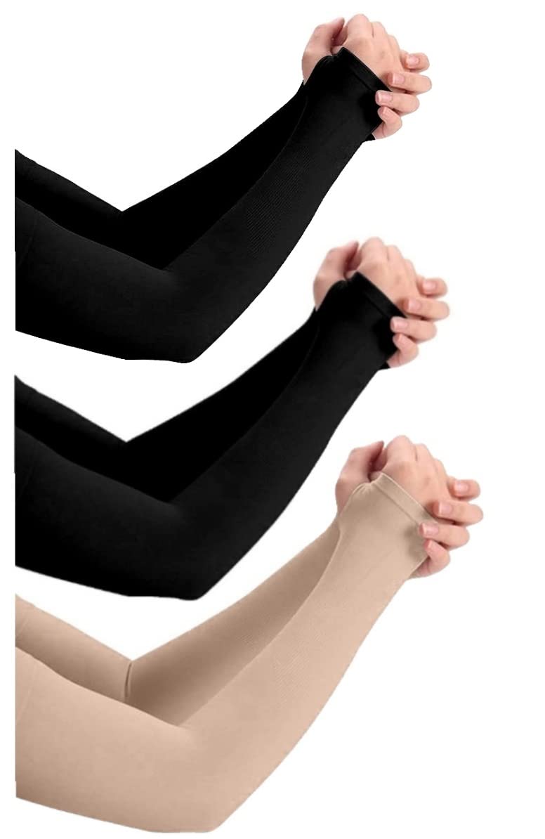 PURSUE FASHION Unisex Full Arm Fingerless Sleeves Gloves for UV, Dust,…
