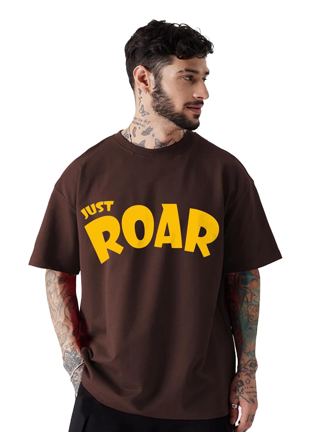 LEOTUDE Men’s Cottonblend Oversized Half Sleeve Round Neck Regular Fit T-shirt