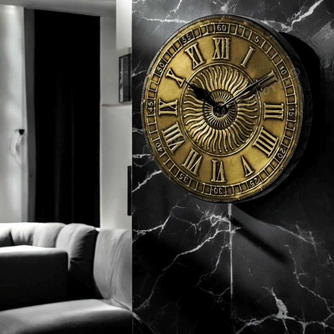 Vintage Clock Hand-Crafted Wood And Brass Wall Clock / 10 Inches (25 Cm'S) /...