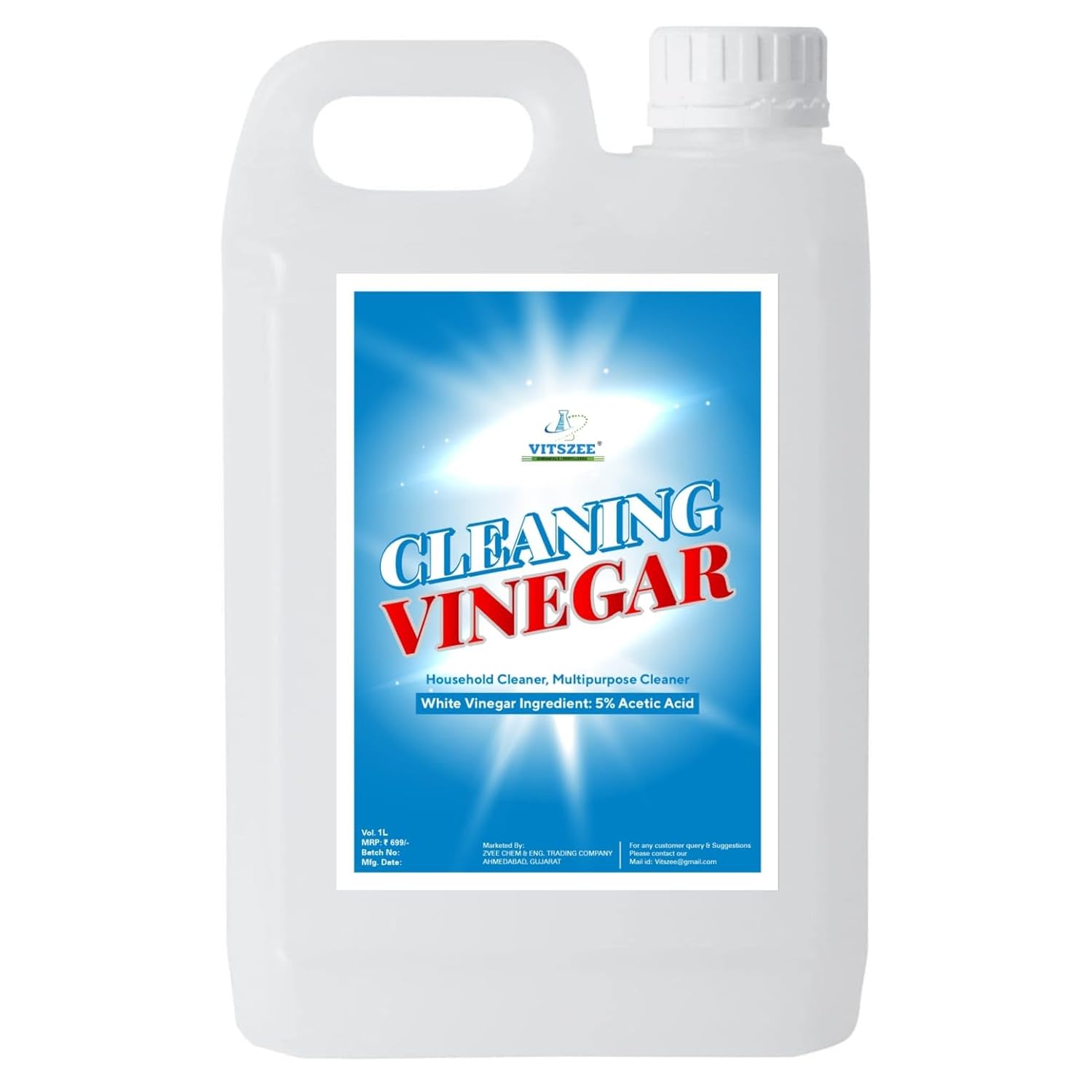 VITSZEE White Cleaning Distilled Vinegar 1L for Household surface Cleaner...